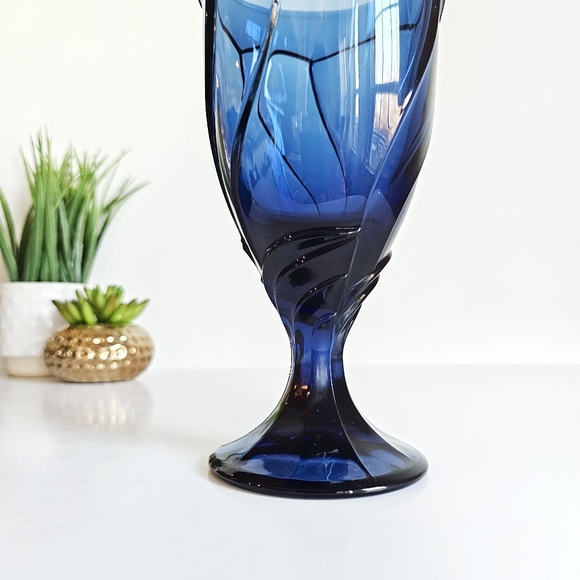 Vintage Noritake 1985 Sweet Swirl Dark Blue Midnight Water Goblet Iced Tea Glass - Picture 3 of 10